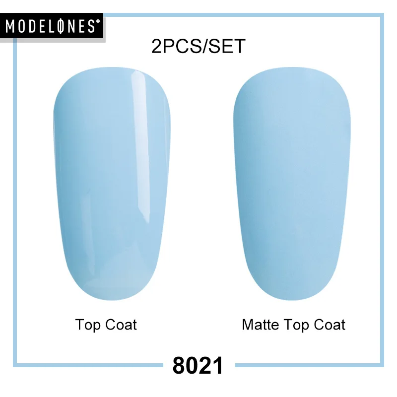 8021 MATTE TOP COAT Modelones, 2 шт./лот, Матовый верхний слой, набор гель-лаков для ногтей, сделай сам, матовый эффект, светодиодный Гель-лак для ногтей, наборы, Полупостоянный УФ-Гибридный гель - Цвет: 8021 MATTE TOP COAT