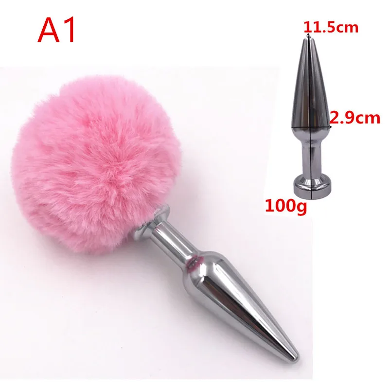 Anal Plug Male Masturbation Metal Butt Bead Rabbit Tail Conical Sex Toys for Women H8-59G | Красота и здоровье