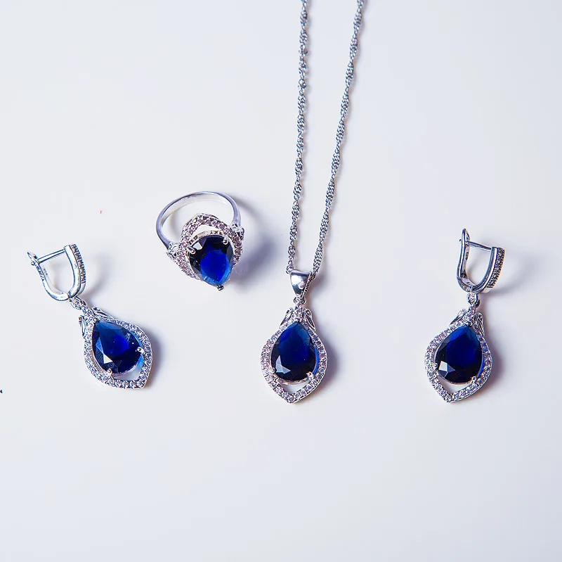 Сделать дауэр-Последние Shiny Azure Кристалл 925 Серебряный Для женщин