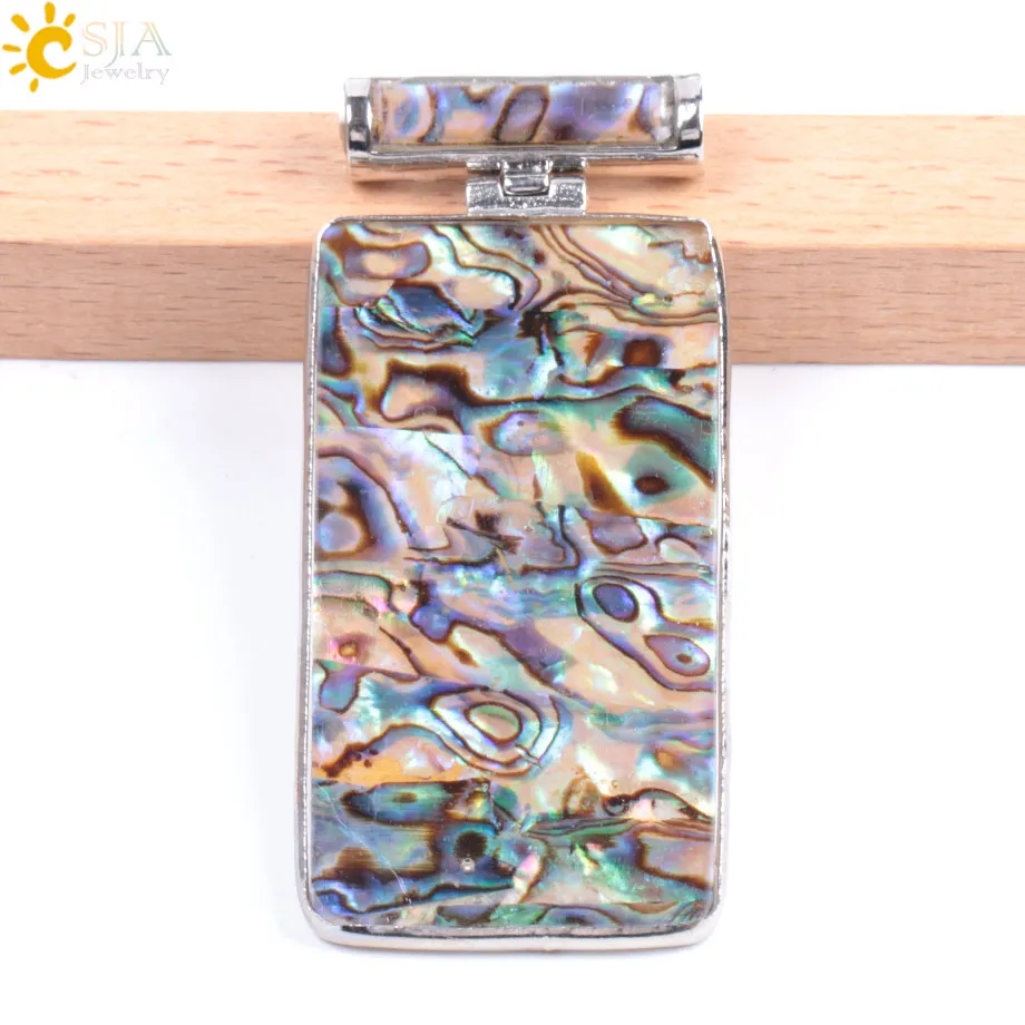 CSJA прямоугольник абалона Устрица Пауа ракушка маятник ожерелья подвески для