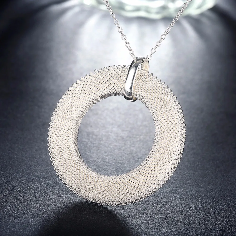Women's Fashion Jewelry 925 sterling silver pendant charm mesh circle Pendants for necklaces P054 | Украшения и аксессуары