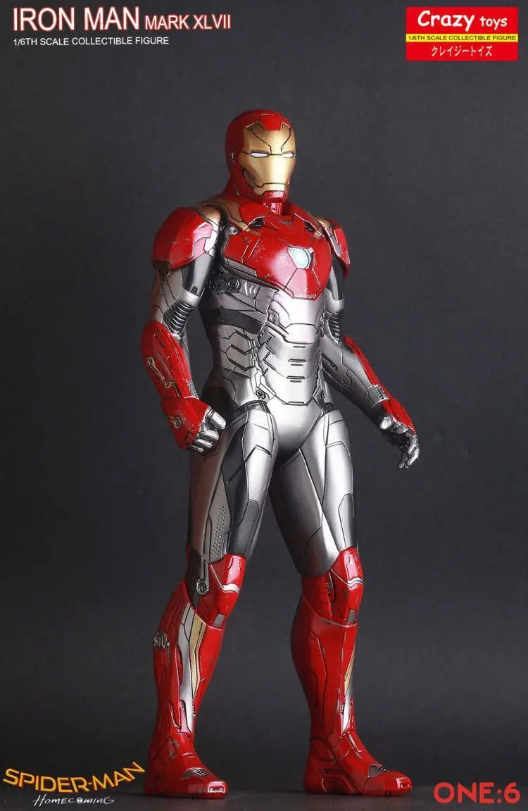 Сумасшедшие игрушки Marvel Мстители со знаком Железного человека XLVII Mk47 1/6 масштаб