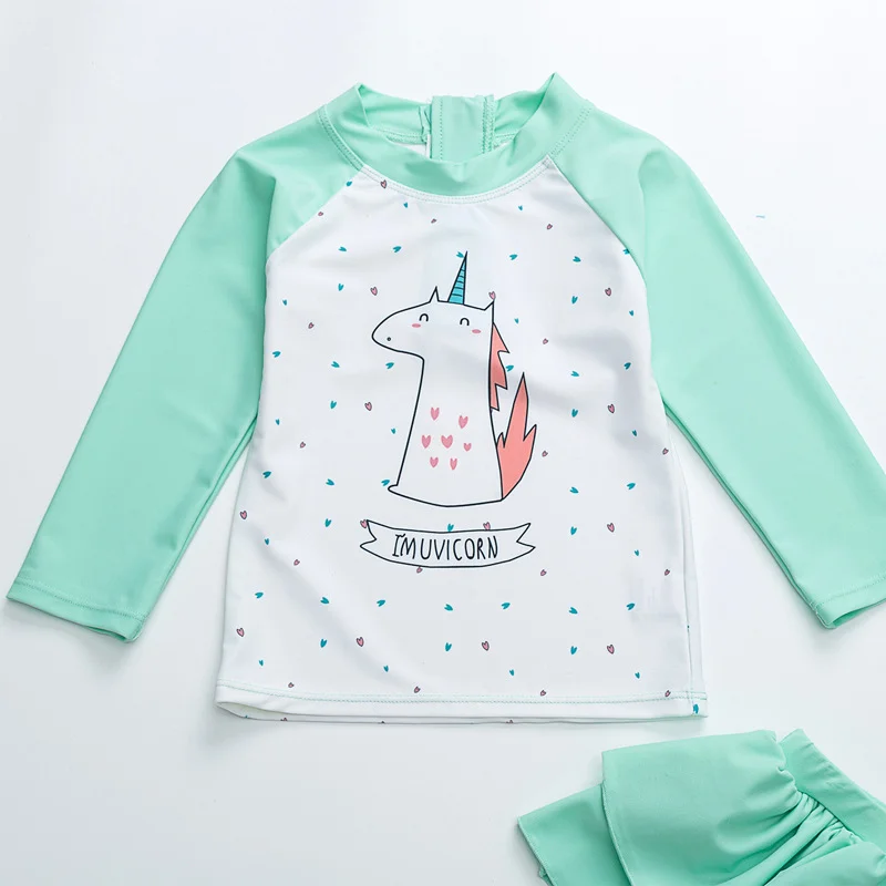 Летний купальный костюм с рисунком единорога из двух предметов для маленьких