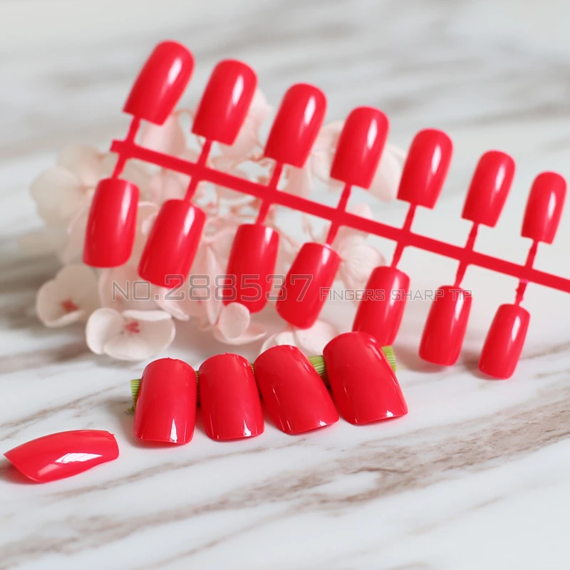 Накладные ногти ярко красного цвета 24 шт. R27 L052|false nails|colored false nailsacrylic arts |