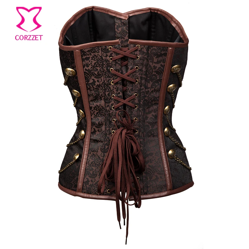 Женский костюм в стиле стимпанк Коричневый корсет со стальными костяшками