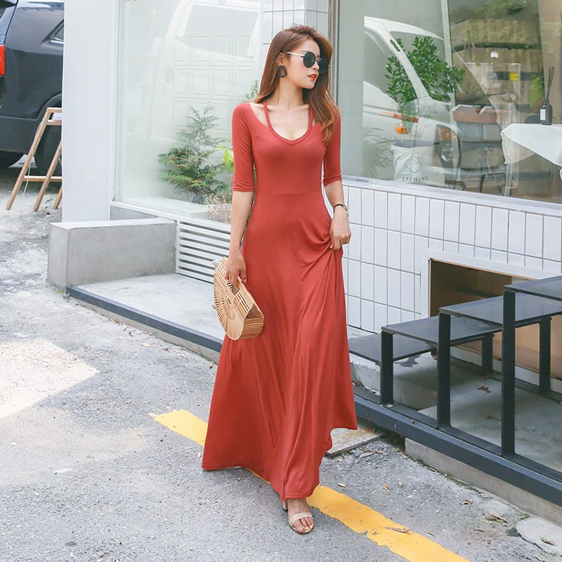 Весенне осеннее длинное платье в пол с коротким рукавом для девочек v образным