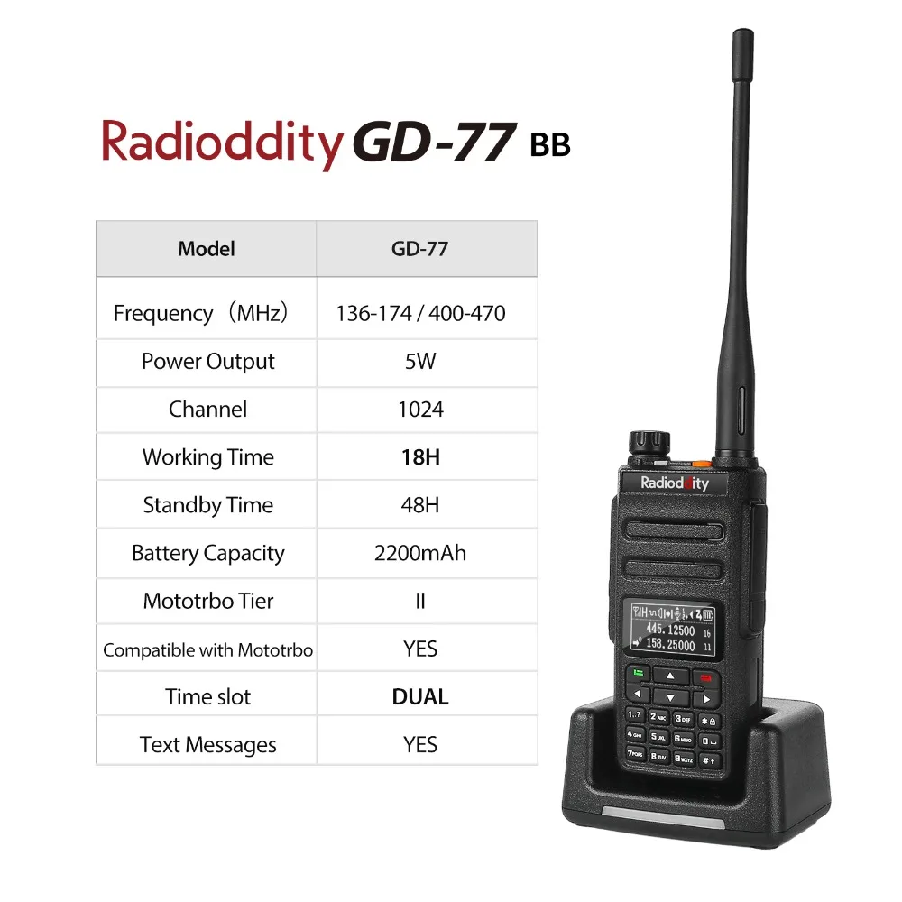 Радиодность GD 77BB новый экран двухдиапазонный двойной слот для времени DMR Ham