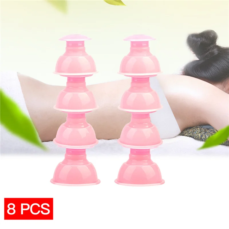 8PCS-S Вакуумные банки для вакуумного массажа силиконовые китайские присоски массажер для тела портативные антицеллюлитные инструменты для ухода за кожей лица и шеи 45 - Цвет: 8PCS-S