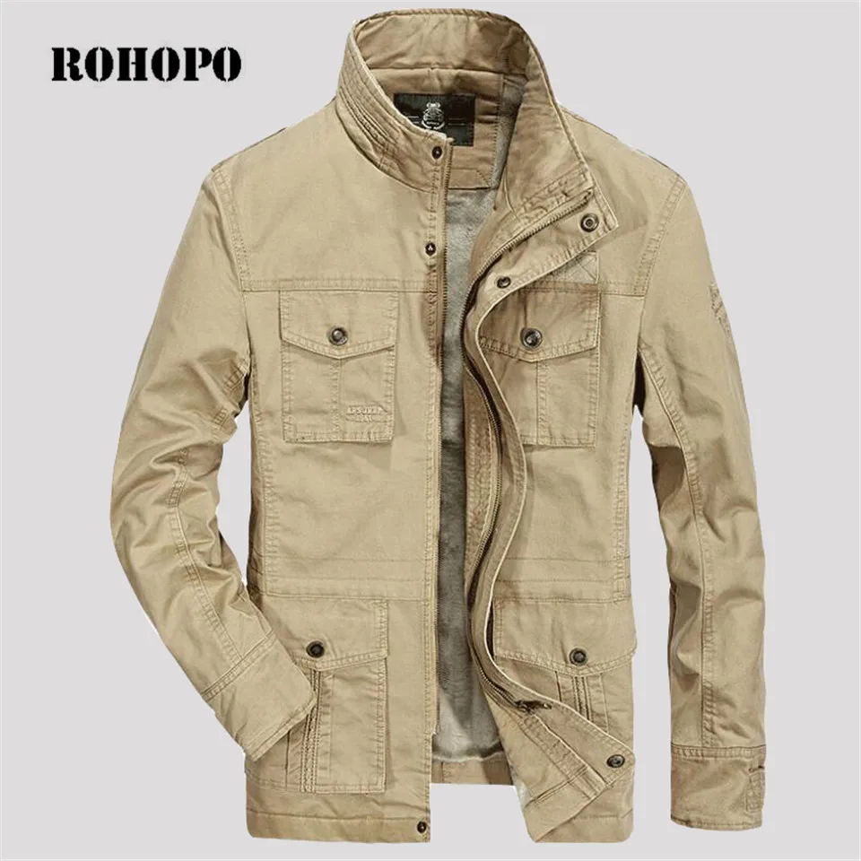ROHOPO/зимняя широкая куртка из 100% хлопка пальто с подкладкой кашемира карманами на