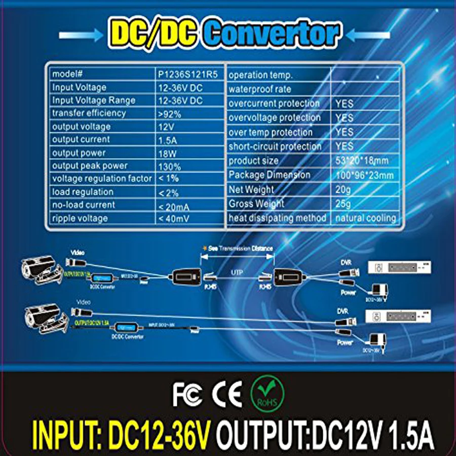 DC36V/24V постоянного тока до DC12V конвертер для видеонаблюдения Камера | Безопасность
