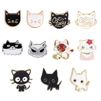 fashion cartoon cat pins brooches cats couple enamel pin badges hat backpack children jewelry gift for woman