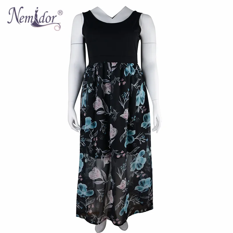 Nemidor женское повседневное шифоновое платье с круглым вырезом плюс размер летнее