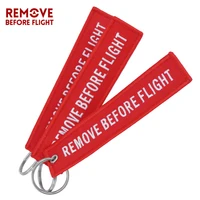 3pcsset remove before flight key ring red embroidery key tag label key fobs oem keychain jewelry motorcycle keyring chaveiro