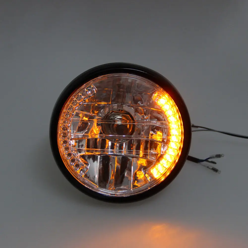 7 дюймовая фара для мотоцикла светодиодный Янтарный указатель поворота Harley Racer