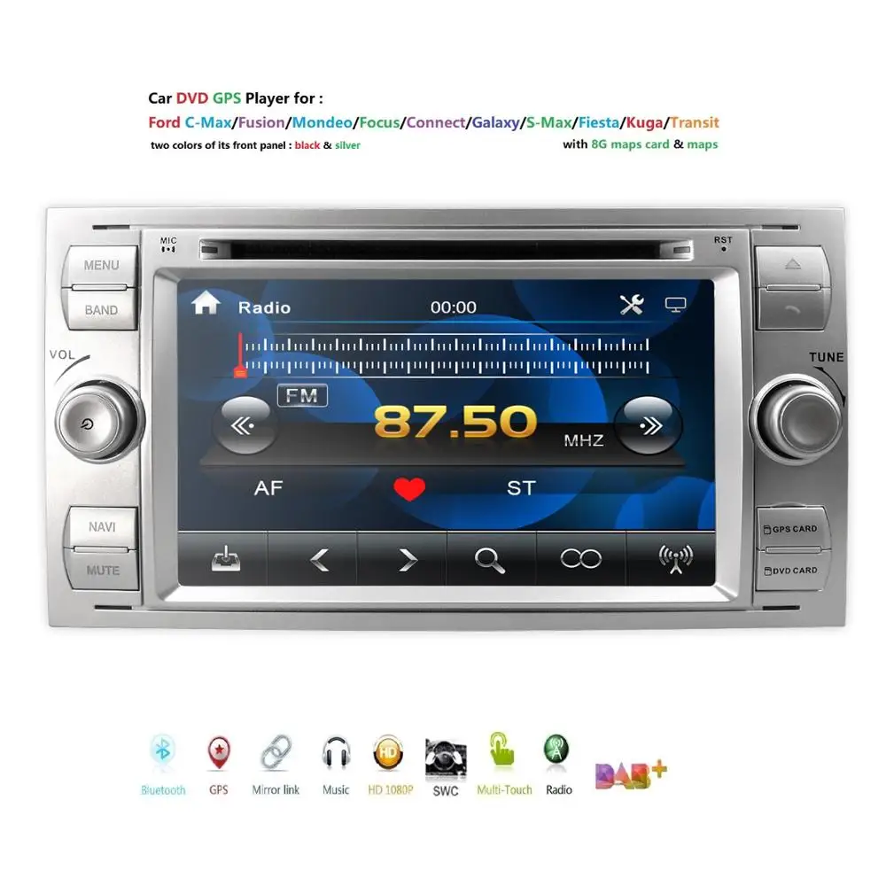 Автомобильный мультимедийный dvd-плеер gps Navi для C-Max Connect Fiesta Fusion Galaxy Kuga Mondeo S-Max Focus RDS 8G SD Карты