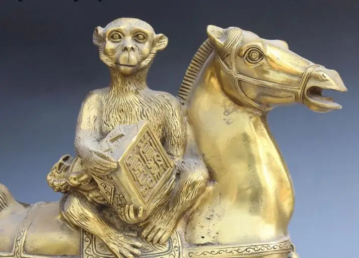 10 &quotКитай Бронза Фэн-шуй&quot Король Обезьян &quotДержать Уплотнения Ездить Лошадь