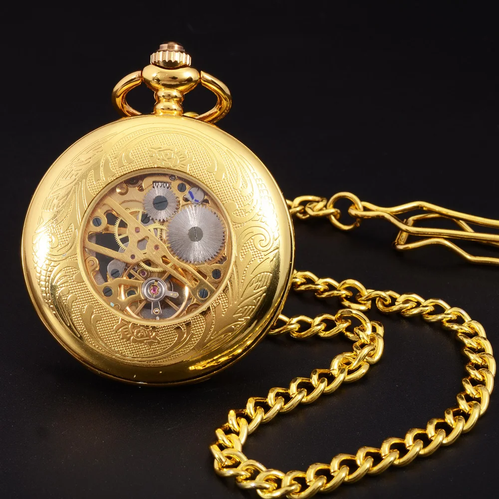 Новые механические карманные часы унисекс Феникс Крылья резьба дизайн ручной