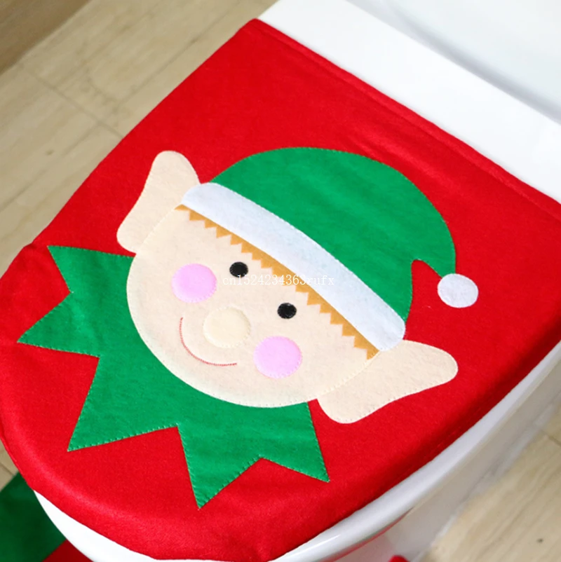 10Sets Toilet Foot Pad Seat Cover Cap Christmas Decorations Santa and Rug Bathroom Accessory Claus | Дом и сад