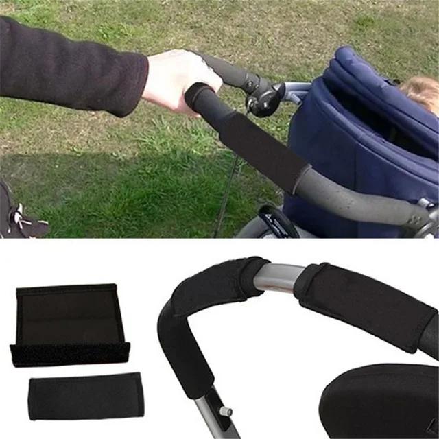 2pcs/Pair New Baby Stroller Accessories Carriage Front Handle Pram Black Neoprene Magic Tape Bumper Bar Cover Bebek Arabasi | Мать и