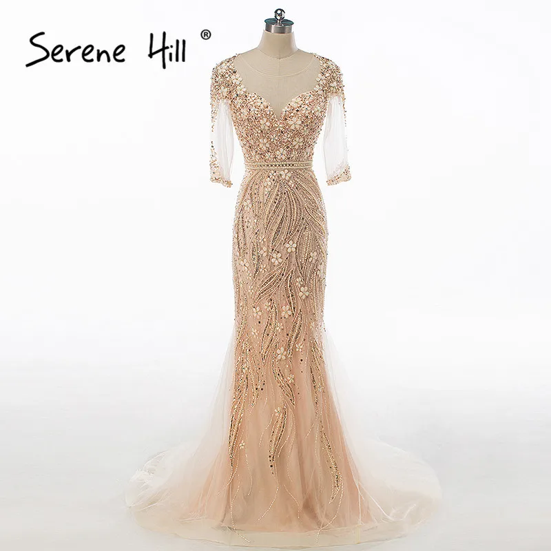 Сексуальные прозрачные вечерние платья-русалки с рукавом до локтя серое платье