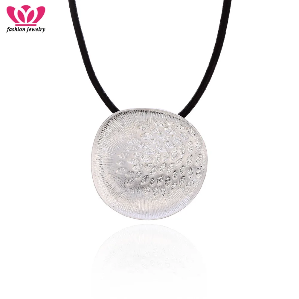 Женское Ожерелье из натуральной кожи Черное круглое винтажное ожерелье с