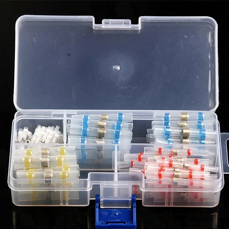 100Pcs Assorted Heat Shrink Butt Soldering Wire crimp Connectors cold Terminals Waterproof Connector for Cars Electrical | Обустройство