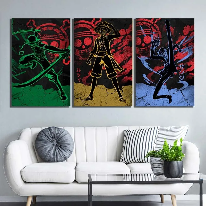 Настенная картина Hd Печать постер Холст Картина 3 шт. анимация цельный модульный