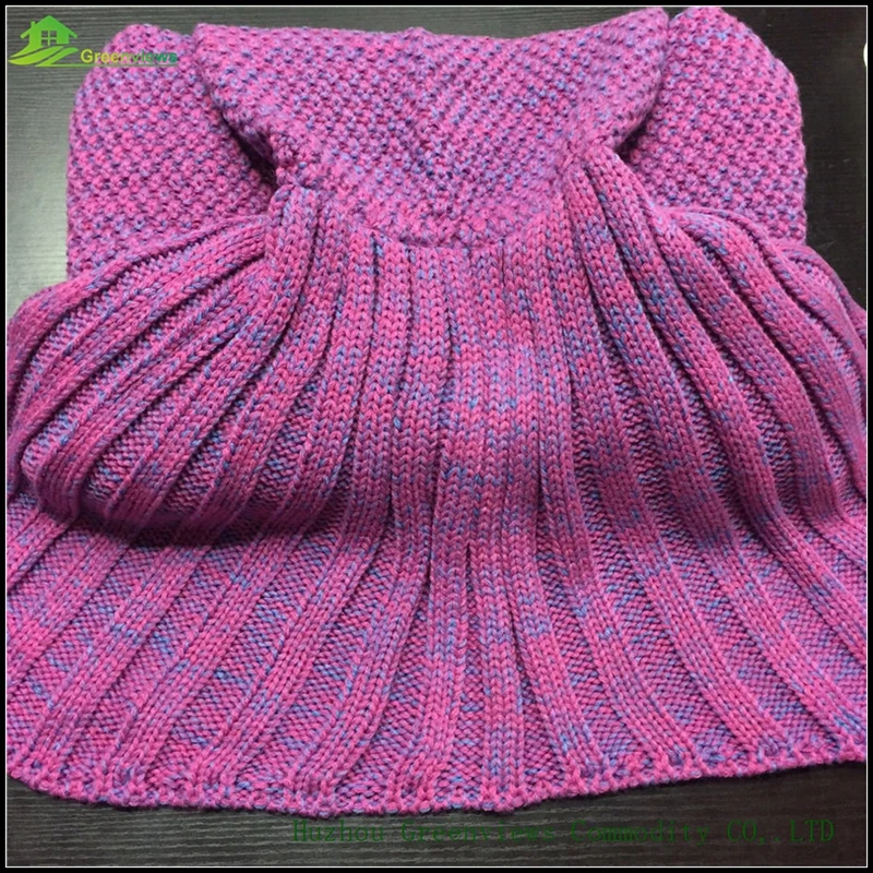 Сплошной Цвет Русалка Одеяло Портативный Переносной Ручной Крючком Одеяла Пряжи