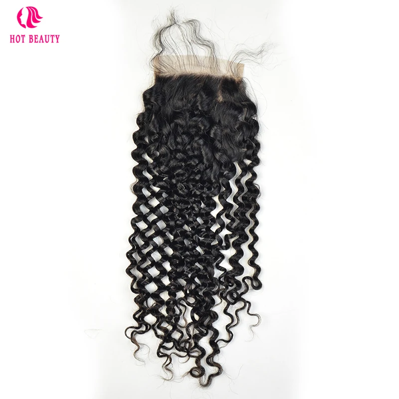 Красивые бразильские человеческие волосы Remy кудрявые на шнурке 8-20 дюймов 4X4