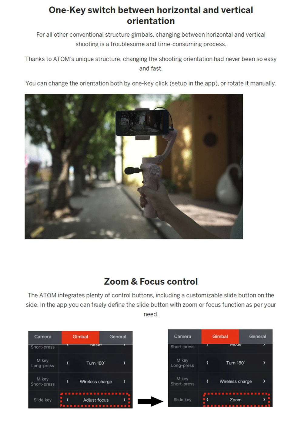 Snoppa Atom 3-Axis Складной Карманный ручной шарнирный стабилизатор для камеры GoPro для GoPro Беспроводной зарядки, встроенный микрофон PK гладкой 4
