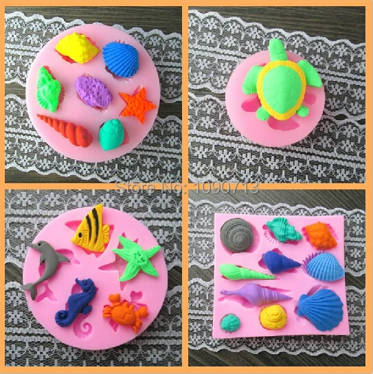 Бесплатная доставка 4 шт./лот морские ракушки черепаха помадки формы для торта