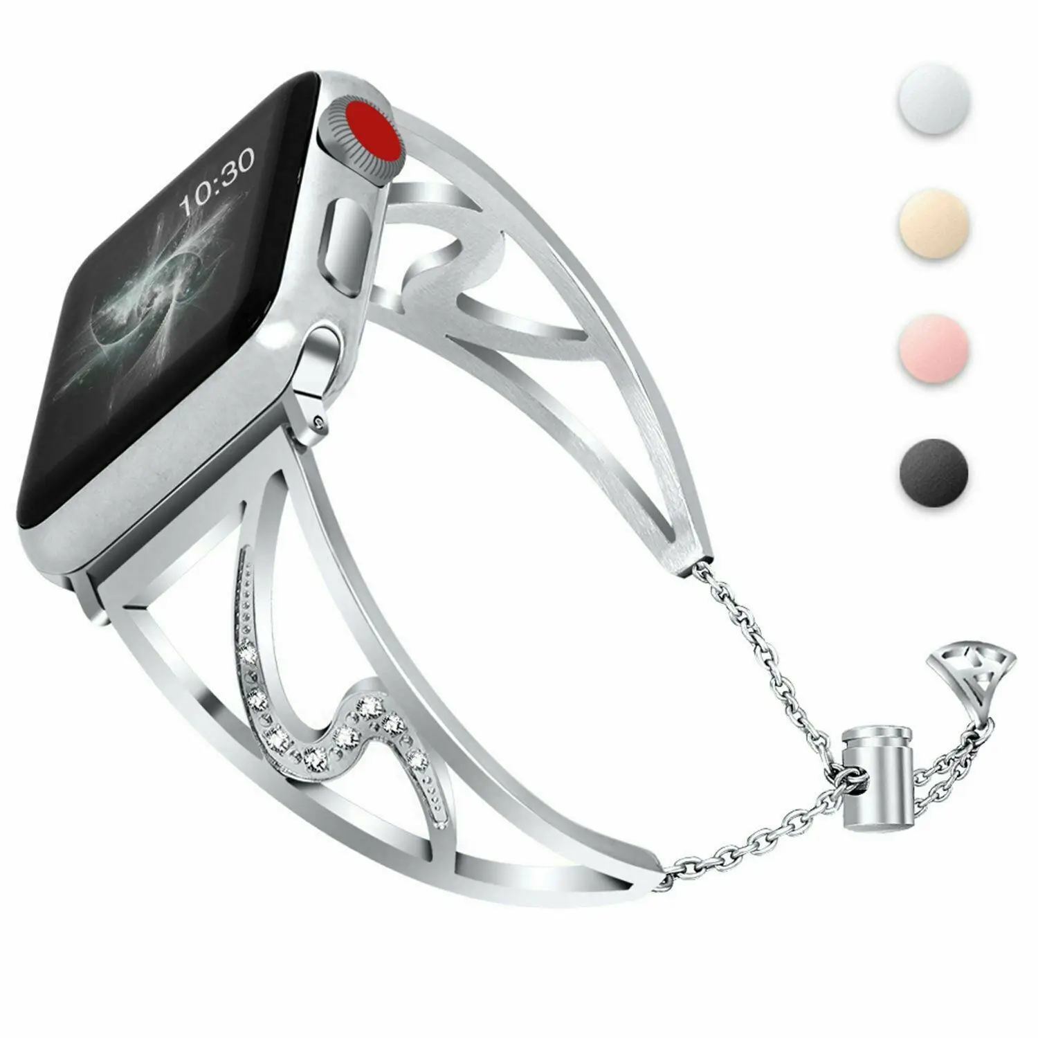 Ремешок из нержавеющей стали для Apple Watch Band 38 мм 42 40 44 браслет со стразами iWatch Series 6 5