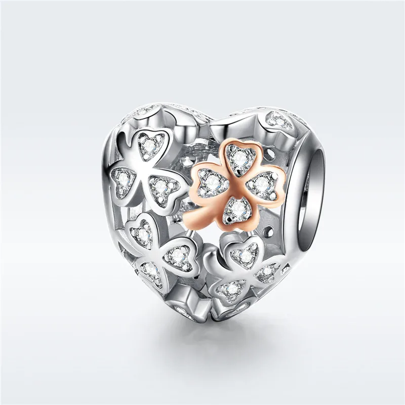 Браслет Pandora, серебро 925,, CZ, птица, хвост русалки, звезда, амулеты, клевер, поцелуй, зажим, розовое сердце, бусины для изготовления ювелирных изделий - Цвет: ASD1248