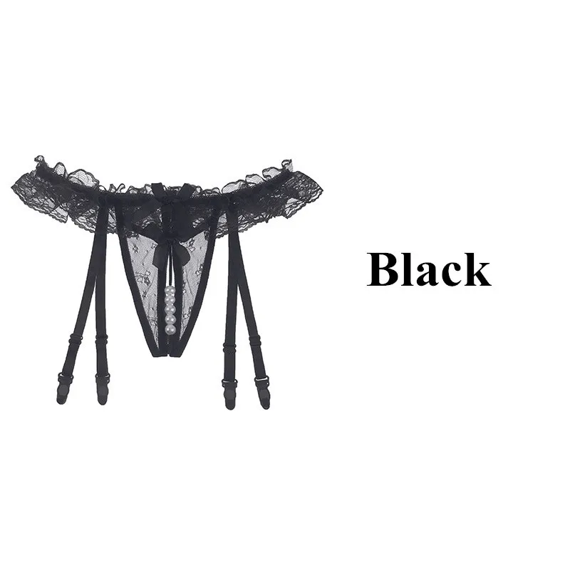 Black No Sotckings Кружевное Прозрачное нижнее белье, женские сексуальные цветочные трусики с бантом, подвязки, пояс для бедер, высокие чулки, женское эротическое белье - Цвет: Black No Sotckings