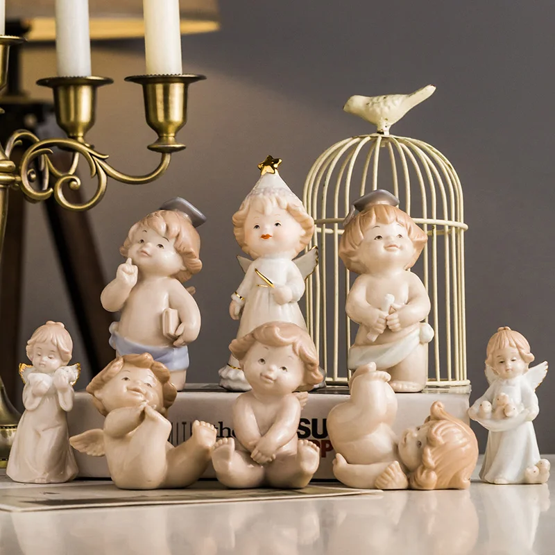 Nordic Home Creative Angel Living Room With Lovely Desktop Ceramic Cartoon Dummy Cake Decorations | Дом и сад