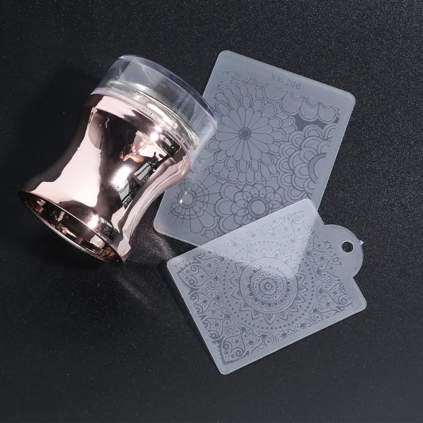 Rose Gold 3pcs Jelly Silicone Head Nail Stamper Scraper Color Holographic Polish Transfer Capsule Nail Transparent All For Manicure LE1033 - Цвет: Rose Gold