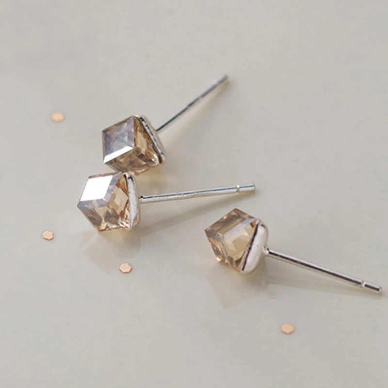 Новые маленькие стеклянные серьги классические цвета шампанского для женщин