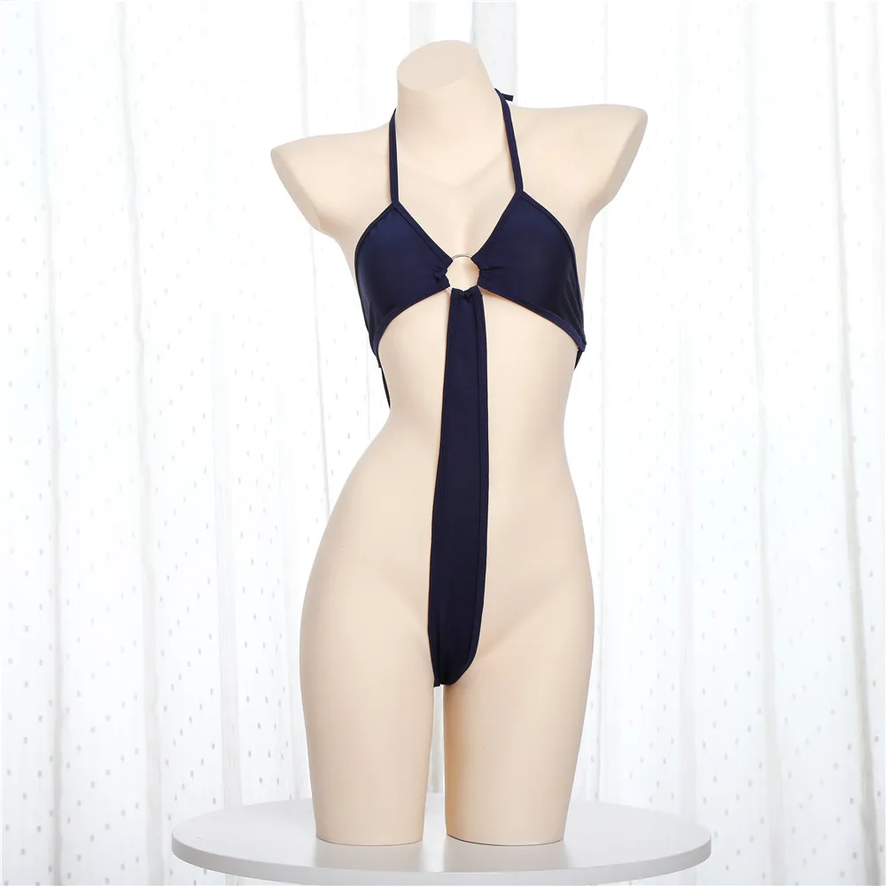 

bikini 2019 new Sexy Hanging neck Lace String metal ring Open back lovely Beach swimwear women one piece swimsuit women monokini