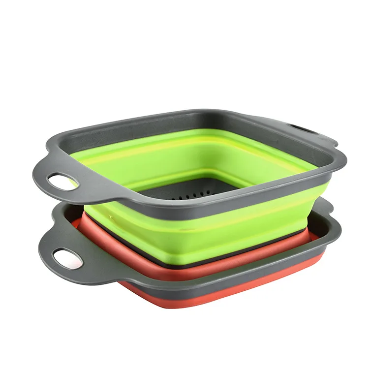 Квадратный складной полипропиленовый фильтр для мытья фруктов и овощей закрытый