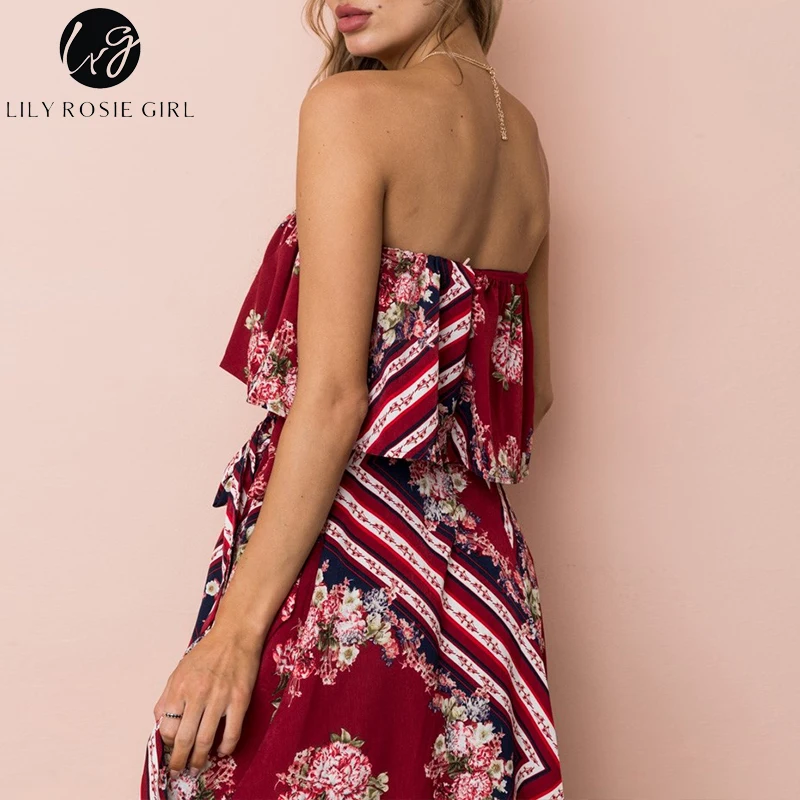 Лили Rosie девушка 2 шт./лот Off Shoulder Crop Sexy рубашки блузки Разделение красный Boho