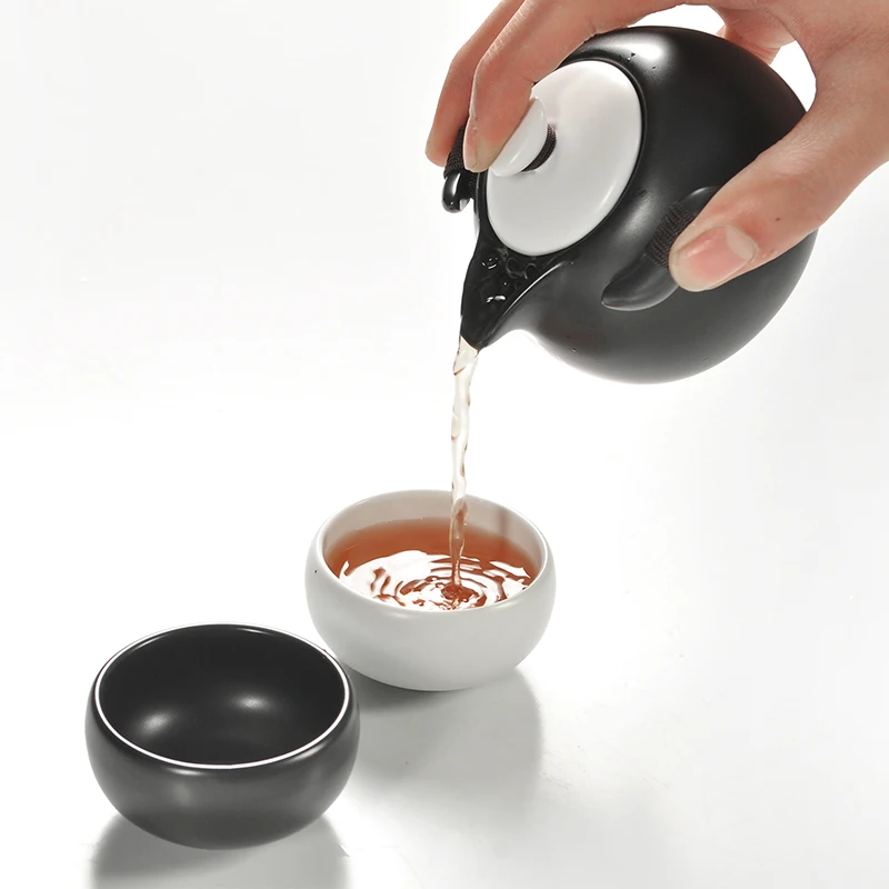 

[1 Teapot + 1 Cloth bag + 4 Cups] Authentic 6 Pcs Kung Fu Tea Set Outdoor Travel Ceramics/Porcelain Tea Ceremony Gift