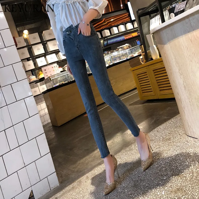

2019 Slim Washed High waist Jeans Female Denim Pencil Pants Womens Jeans Donna Stretch Bottoms Skinny Pants For Women Trousers