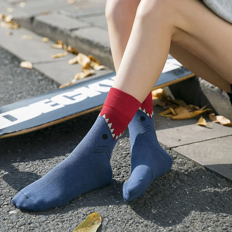 Носки женские с хлопковым принтом дышащие эластичные прилегающие средней длины