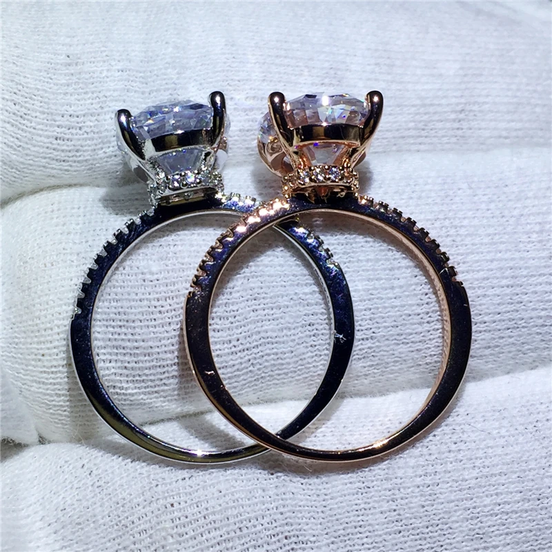 Женское свадебное кольцо овальное из серебра 925 пробы с фианитом 3 карата