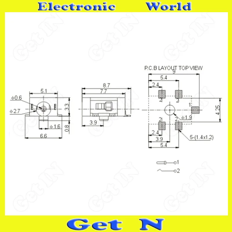 

200pcs DC057 0.6mm 5Pins SMT Tablet DC Jacks/Ports/Connectors AC dc Power Outlet Interface