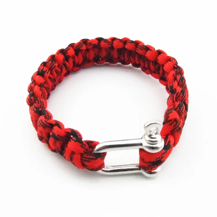 

New 2016 Outdoor Survival Bracelet Men Self-rescue Shackle Pin Woven ParaCord Rope Emergency Kit