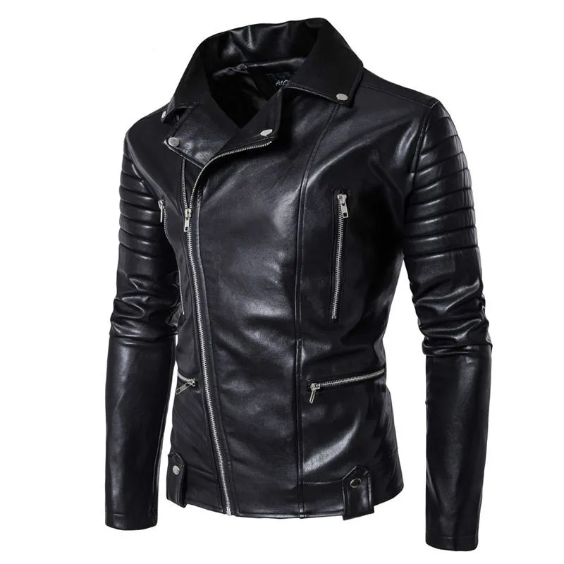 QMGOOD брендовая Новая мужская кожаная куртка модная Осенняя мотоциклетная