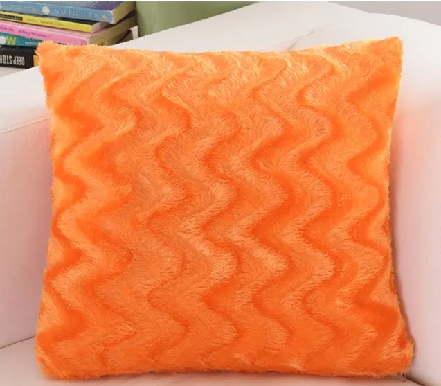 Orange 40x40 см/15,75x15,7" чистый цвет Наволочка на подушку короткая плюшевая Декоративная Наволочка на подушку для дивана объятия чехол для подушки домашний декор - Цвет: Orange