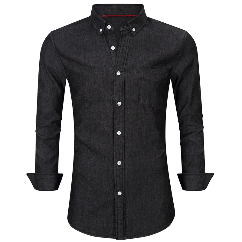 

European Designer Dress Suit Shirts Mans Summer Clothing Black and Blue Man Denim Shirt Oversized Camisa Masculina Dropship B643