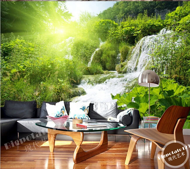 The custom 3D murals forest streams under the sun living room sofa TV wall bedroom paper Обустройство дома